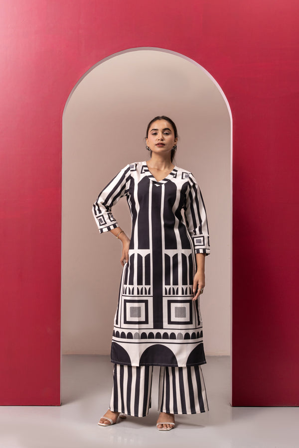 BLACK WOMEN PRINTED KURTA SET