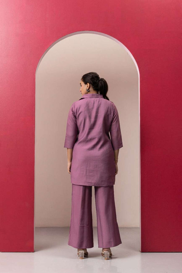 MAUV COTTON EMBROIDERD CO-ORD SET