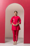 CHERRY EMBROIDERED COTTON TOP WITH TROUSERS