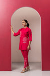 CHERRY EMBROIDERED COTTON TOP WITH TROUSERS
