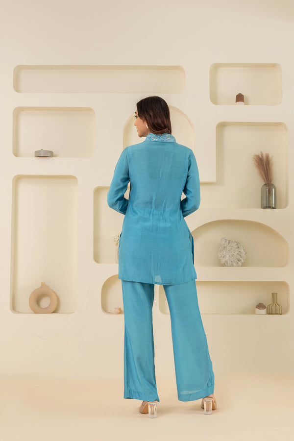 SHREYA SHARMA IN BLUE SEQUIN COTTON CO-ORD SET