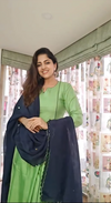 SANJANA CHANDNI IN GREEN SILK ANARKALI KURTA SET