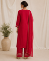 RED SILK FESTIVE KURTA SET
