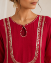 RED SILK FESTIVE KURTA SET