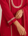 RED SILK FESTIVE KURTA SET