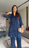 GUNJAN LADHA IN NAVY CUT WORK TUNIC AND BOTTOM SET