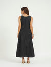 Black Pinstripe A-Line Maxi Dress