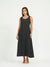 Black Pinstripe A-Line Maxi Dress