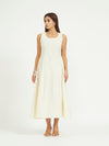 White Pinstripe A-Line Maxi Dress