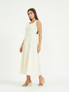 White Pinstripe A-Line Maxi Dress