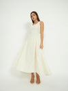 White Pinstripe A-Line Maxi Dress