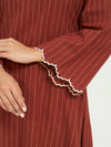 Rust Pinstripe Co-ord Set with Scalloped Hem