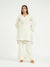 White Pinstripe Co-ord Set with Scalloped Hem