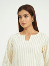 White Pinstripe Co-ord Set with Scalloped Hem
