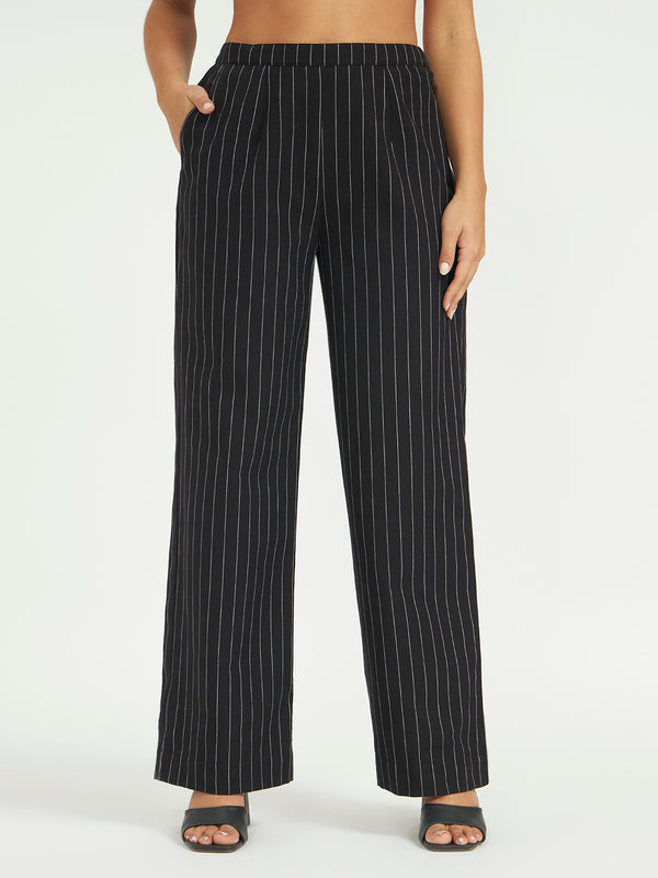 Black Pinstripe Co-ord Set with Scalloped Hem
