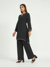 Black Pinstripe Co-ord Set with Scalloped Hem