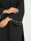 Black Pinstripe Co-ord Set with Scalloped Hem