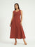 Rust Pinstripe A-Line Maxi Dress