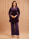 PURPLE EMBOSSED VELVET CO-ORD SET