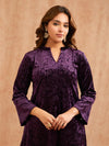 PURPLE EMBOSSED VELVET CO-ORD SET