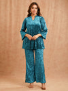 BLUE EMBOSSED VELVET CO-ORD SET