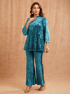 BLUE EMBOSSED VELVET CO-ORD SET