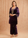 PURPLE VELVET PITA EMBROIDERED CO-ORD SET