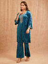 BLUE VELVET PITA EMBROIDERED CO-ORD SET