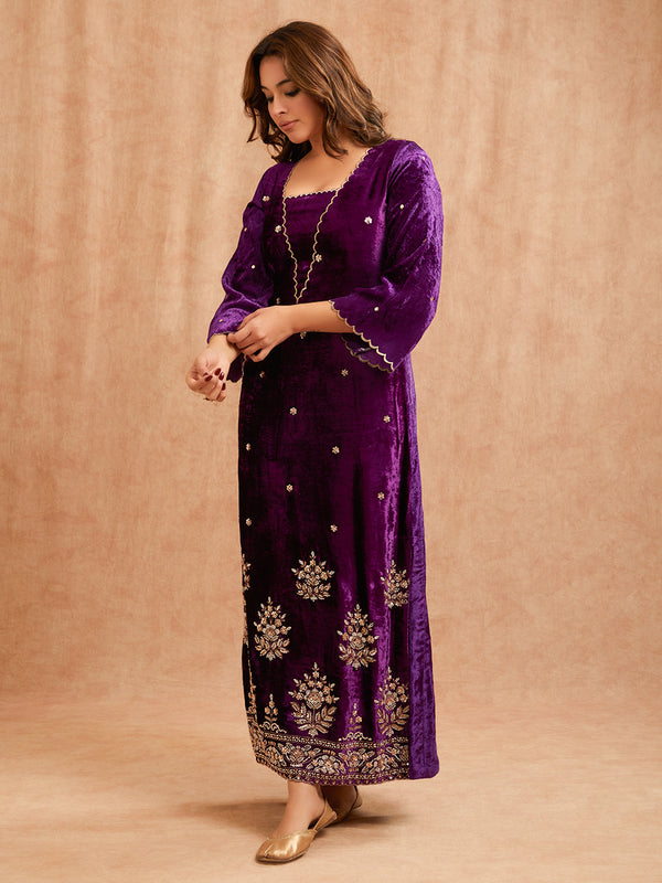 PURPLE VELVET FESTIVE TUNIC