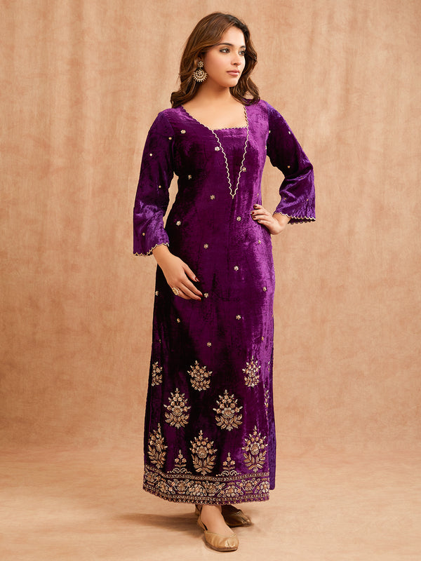 PURPLE VELVET FESTIVE TUNIC