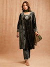 GREEN VELVET ANARKALI KURTA SET