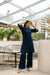 NAVY CUT WORK TUNIC AND BOTTOM SET