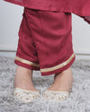 RED KALI KURTA SET WITH FIDA DUPATTA