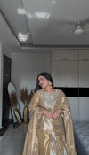 KOMAL MAURYA IN GOLDEN SILVER TISSUE LEHNGA SET