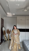 KOMAL MAURYA IN GOLDEN SILVER TISSUE LEHNGA SET