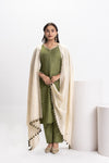 CHANDERI DOUBLE KALI EMBROIDERED KURTAPANT SET