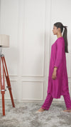 MAGENTA KALI KURTA SET WITH FIDA DUPATTA
