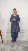 NAVY KALI KURTA SET WITH FIDA DUPATTA