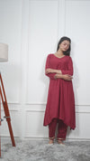 RED KALI KURTA SET WITH FIDA DUPATTA