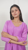LILAC KALI KURTA SET WITH FIDA DUPATTA